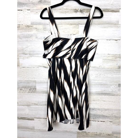 Banana Republic Women’s 4 Black Gold Linen Blend Lined Modern Mini Dress NEW - Picture 2 of 6